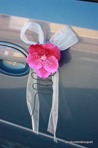 Portière de voiture décoré avec des fleurs à Elbeuf